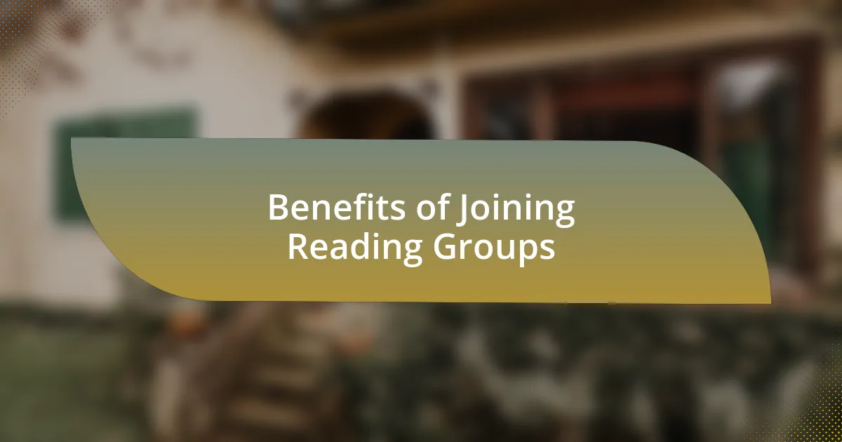 Benefits of Joining Reading Groups