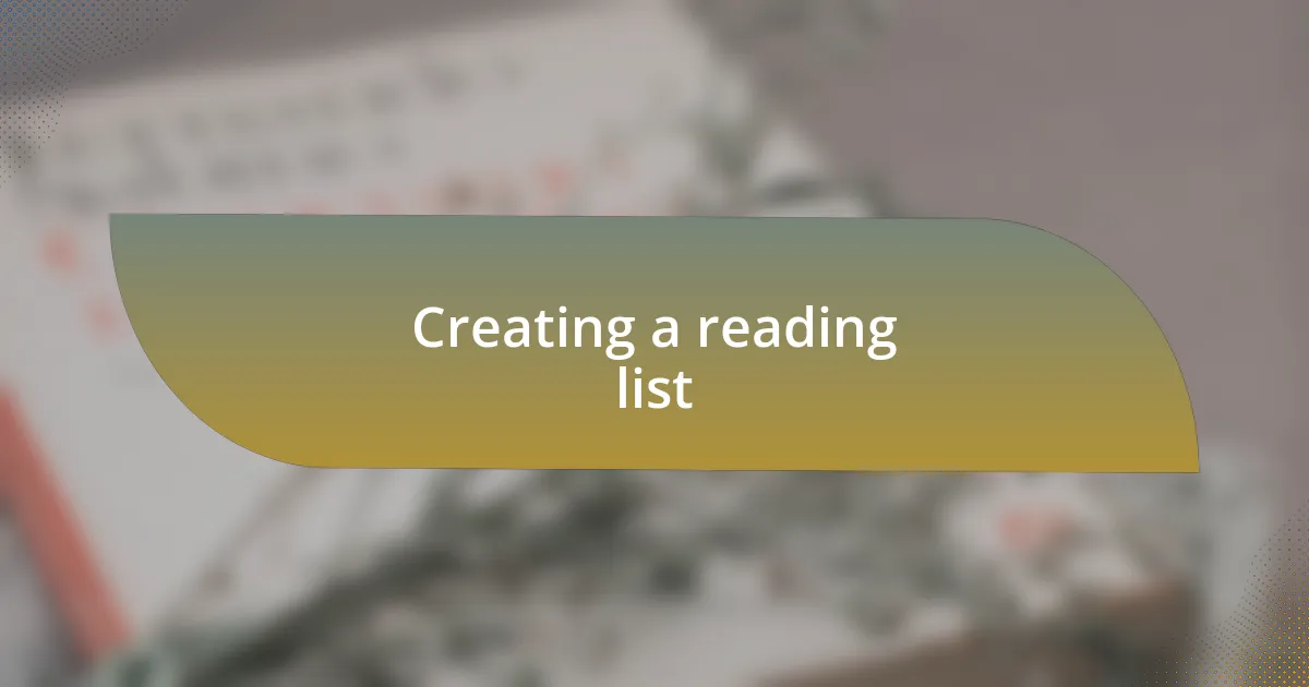 Creating a reading list