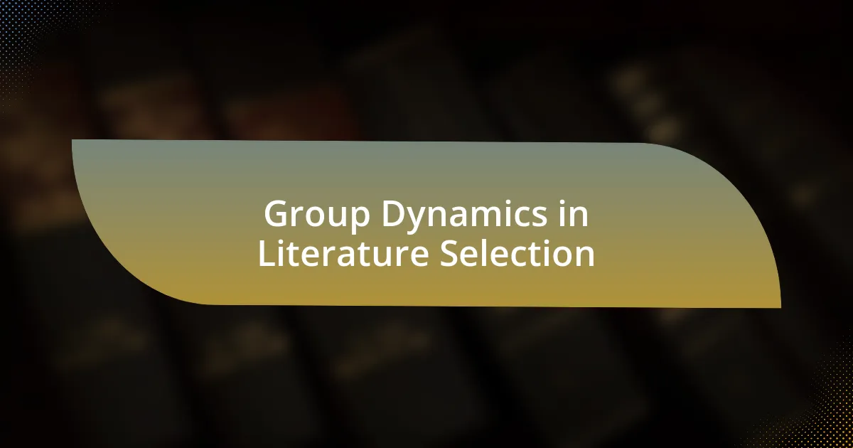 Group Dynamics in Literature Selection