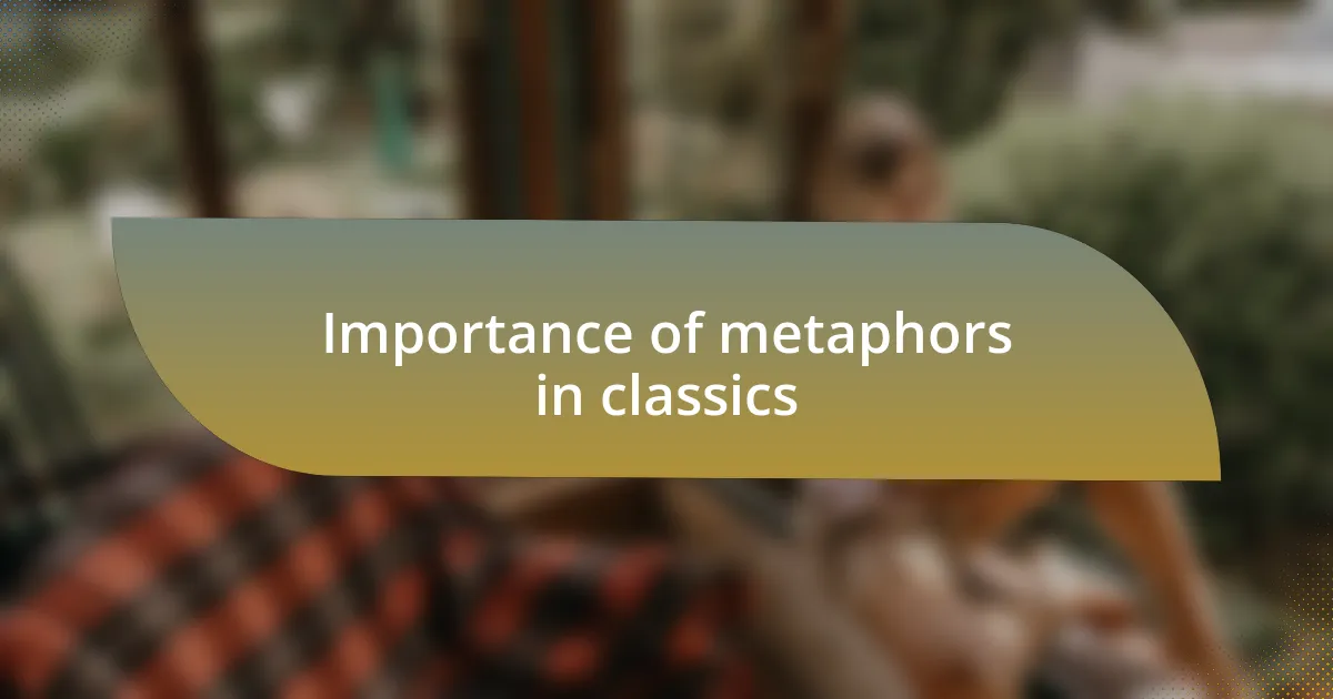 Importance of metaphors in classics