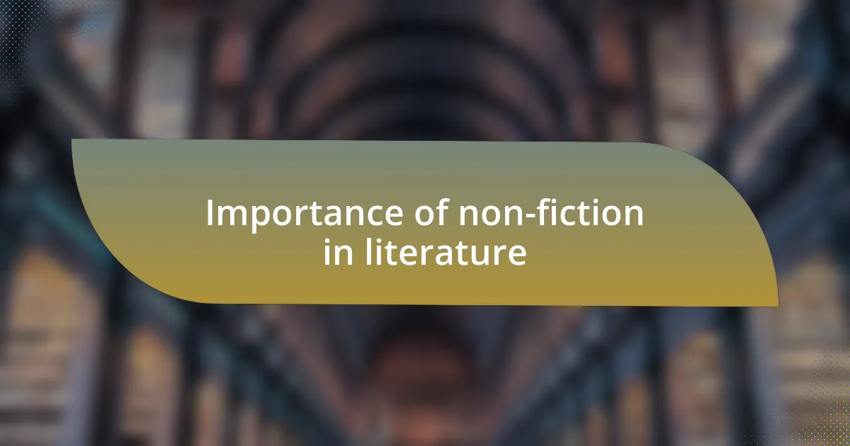 Importance of non-fiction in literature
