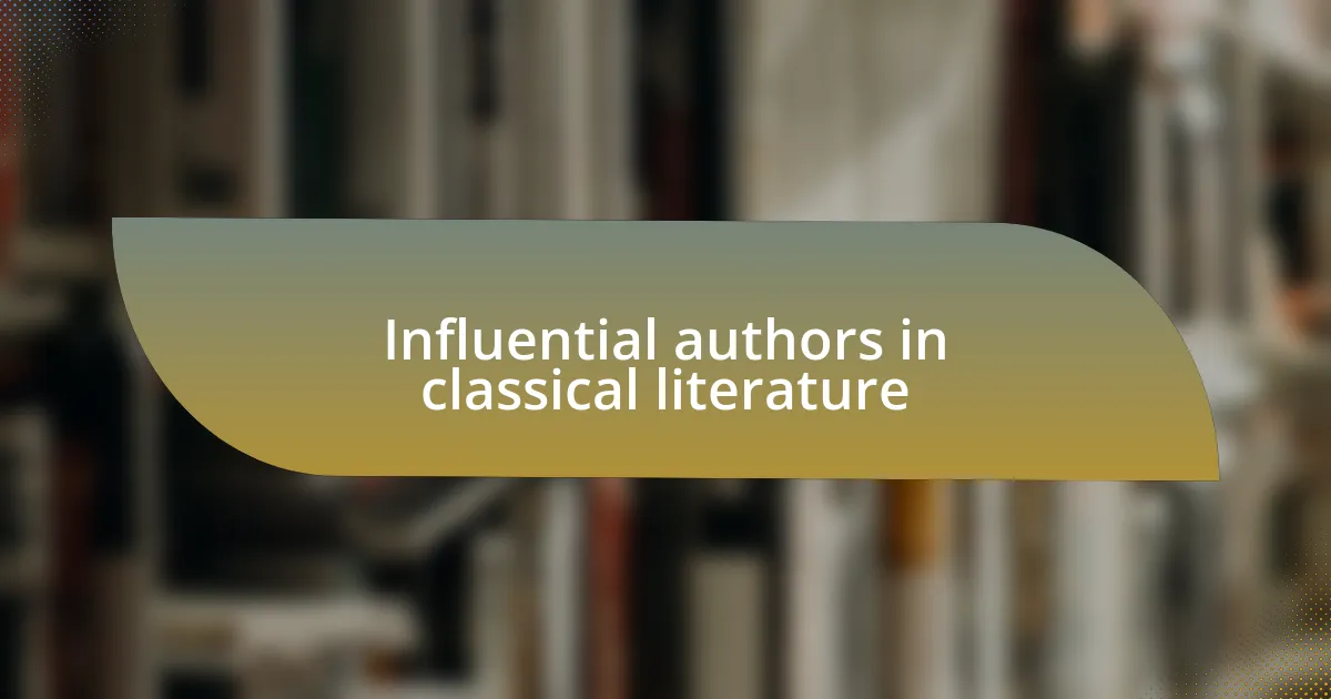 Influential authors in classical literature