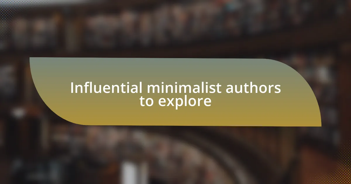 Influential minimalist authors to explore