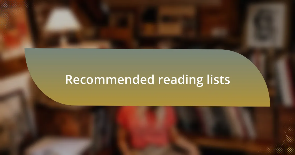Recommended reading lists